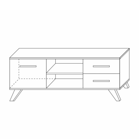 Тумба под телевизор с ящиками 135х40,4х53,6 серая Вега Скандинавия Кураж