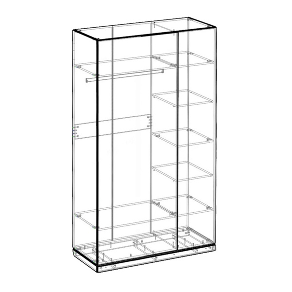 Шкаф распашной трехдверный (корпус) 134,6х57х235,2 бежевый Капри Кураж