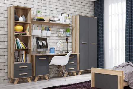 Шкаф - стеллаж 45х40,4х194 серый Вега Скандинавия Кураж