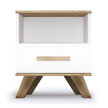 Тумба прикроватная с ящиком и нишей 45х40,4х53,6 белая Вега Скандинавия Кураж