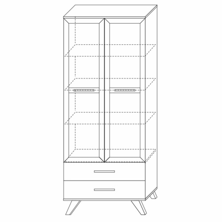 Шкаф - витрина со стеклом распашная 80х40,4х194 белая Вега Скандинавия Кураж