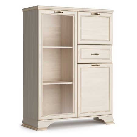 Шкаф - витрина со стеклом 94,4х38,3х126,1 бежевая Сиена Кураж