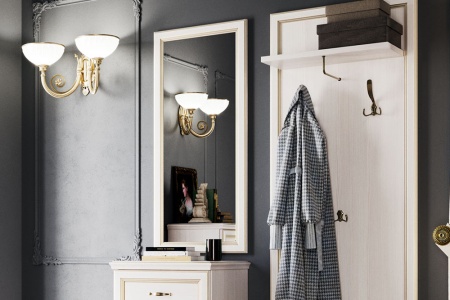 Зеркало настенное в прихожую 45х2,2х100 бежевое Сиена Кураж