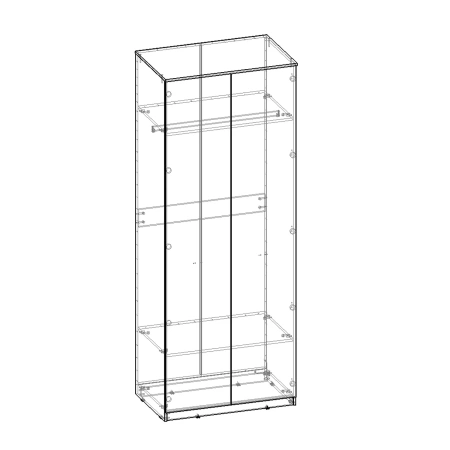 Шкаф 2-х дверный распашной (корпус) 90,4х57,5х235,6 серый Капри Кураж